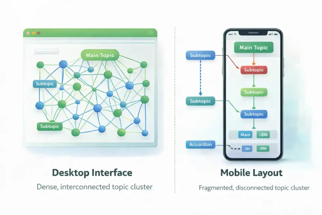 Desktop vs mobile topic cluster comparison