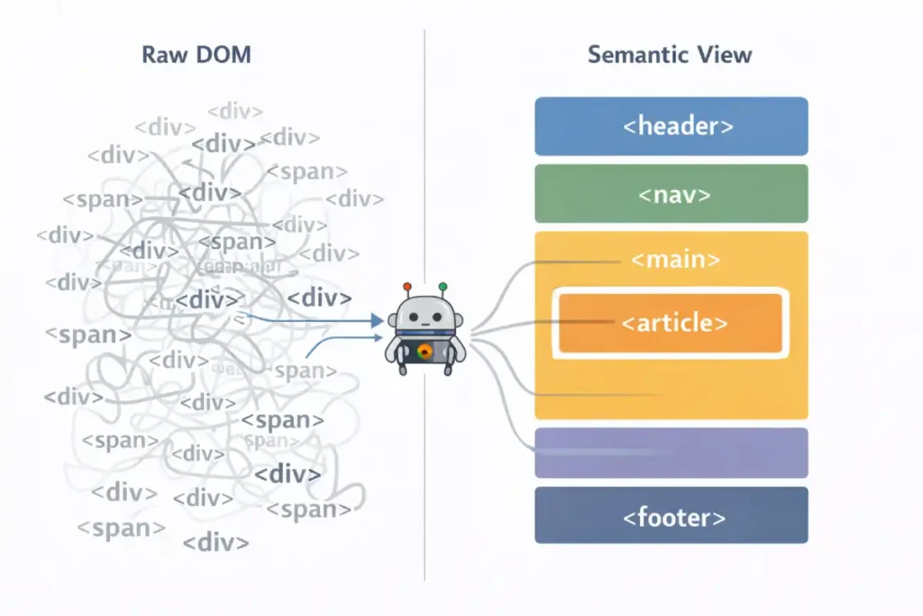 Googlebot transforming raw DOM to structure