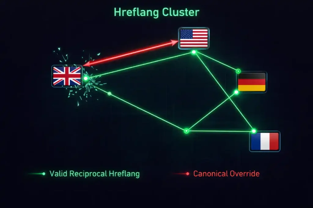 Hreflang cluster with canonical override