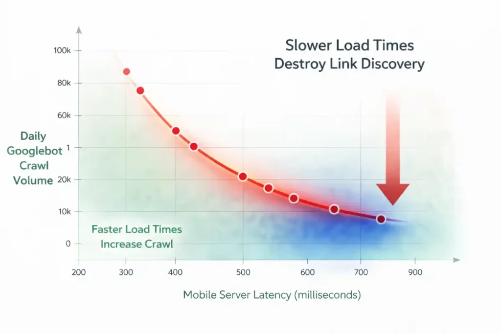 Mobile latency impacts Googlebot crawl volume