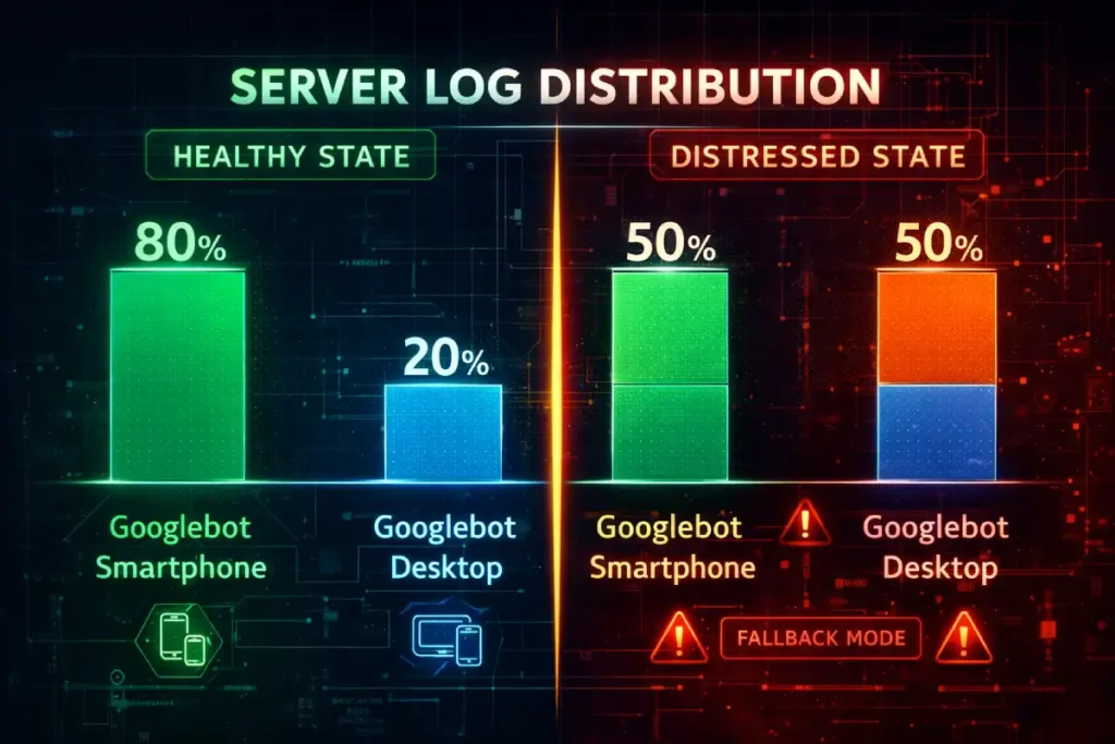 Server log comparison healthy vs distressed