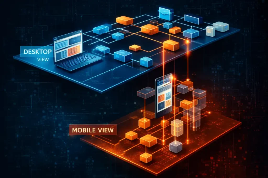 Website architecture desktop vs mobile views