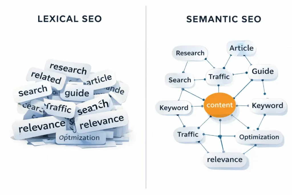 Lexical vs semantic SEO comparison