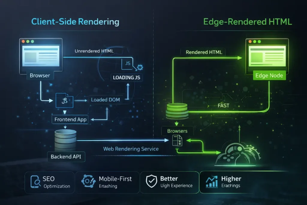 Web rendering service comparison diagram