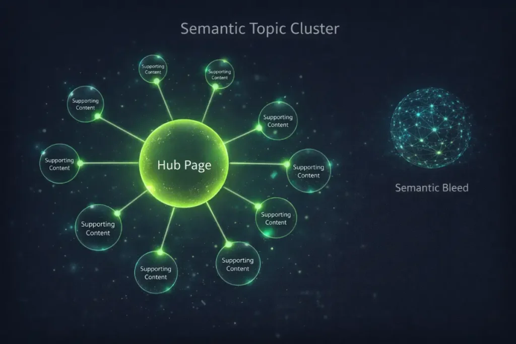Semantic topic cluster with semantic bleed