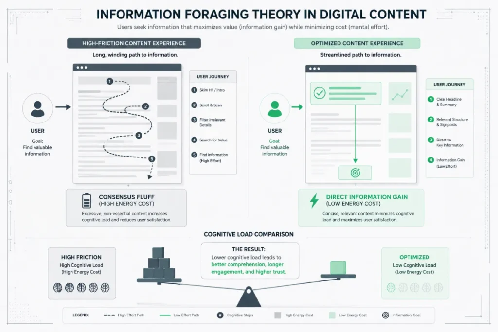 Information Foraging Theory in digital content