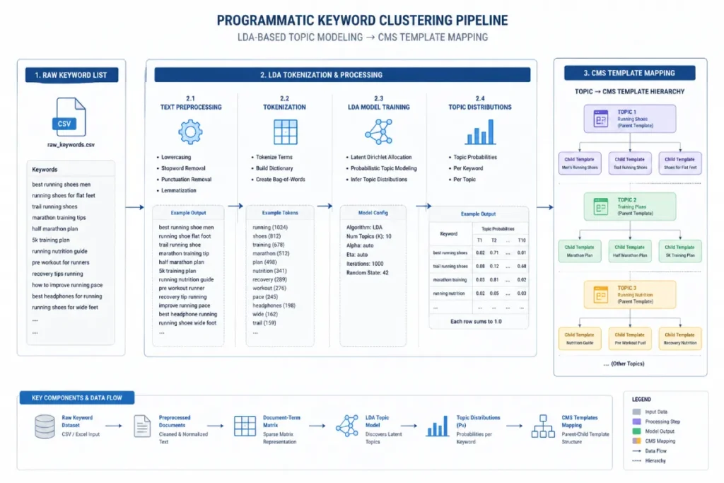 Programmatic keyword clustering pipeline