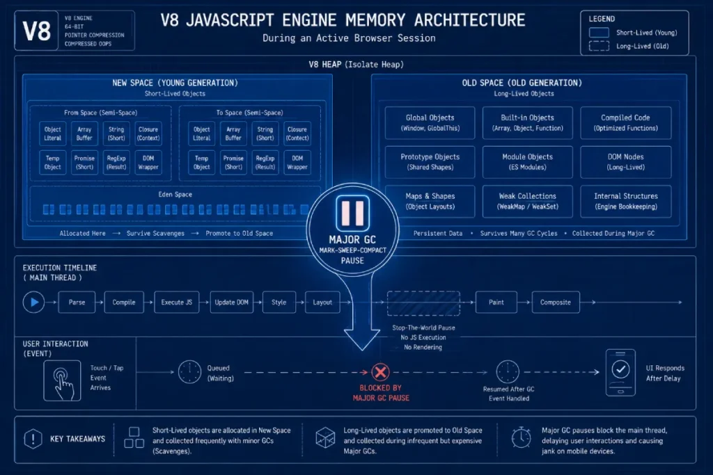 V8 JavaScript Engine's memory architecture