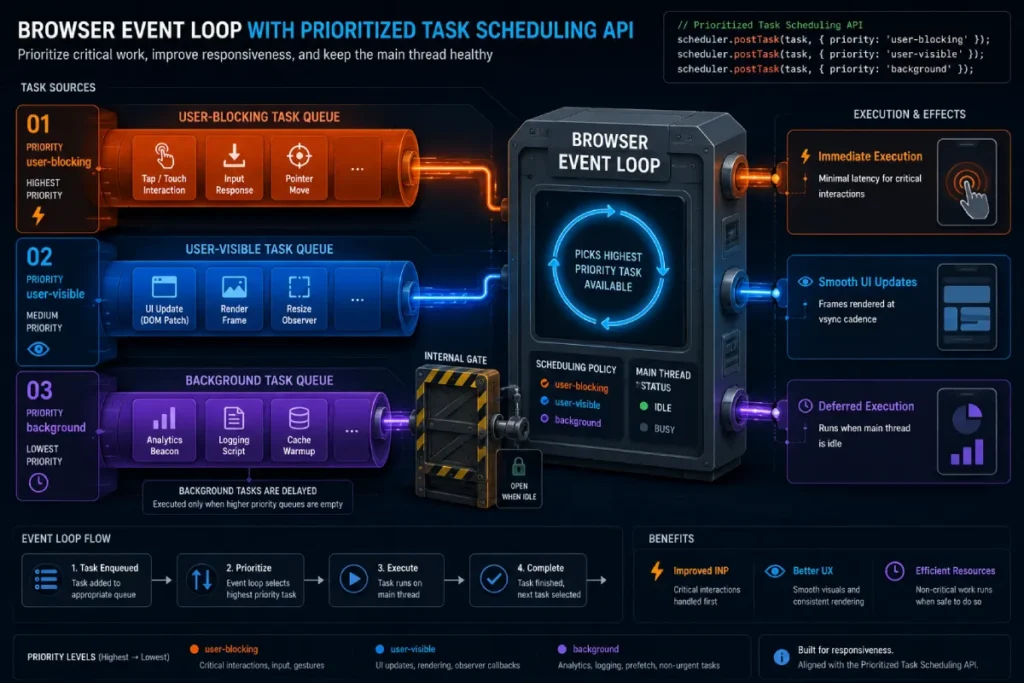 browser event loop utilizing the Prioritized Task Scheduling API