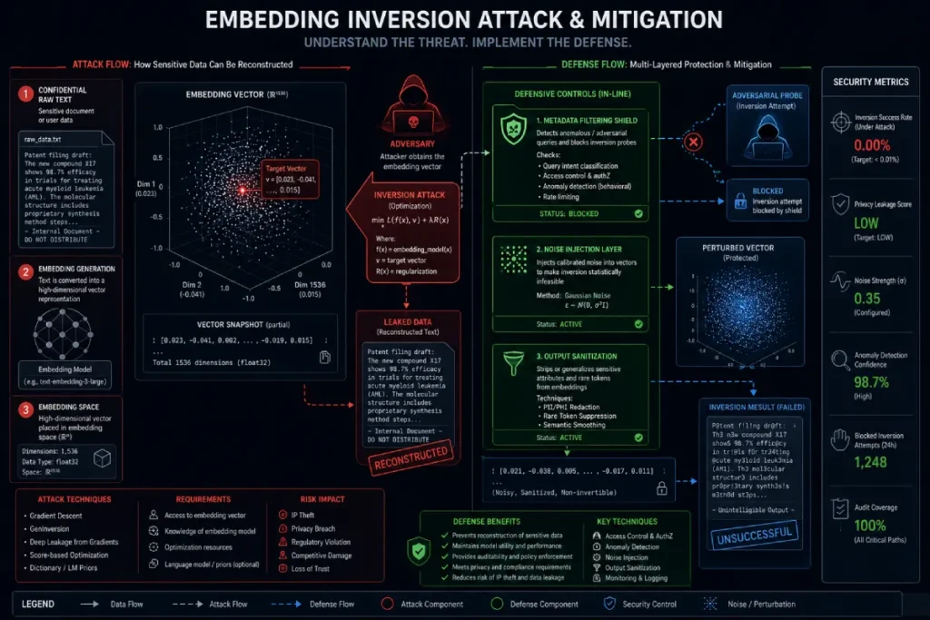 embedding inversion attack and mitigation