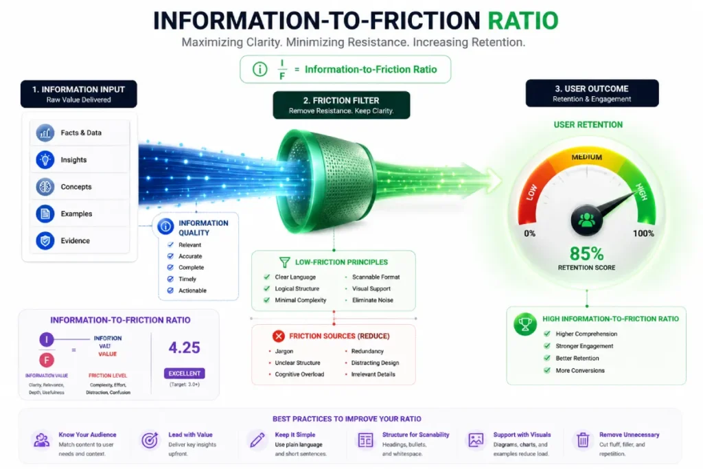 Information to Friction Ratio
