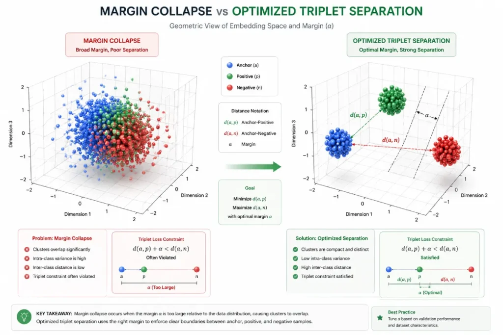 Margin Collapse" versus "Optimized Triplet Separation