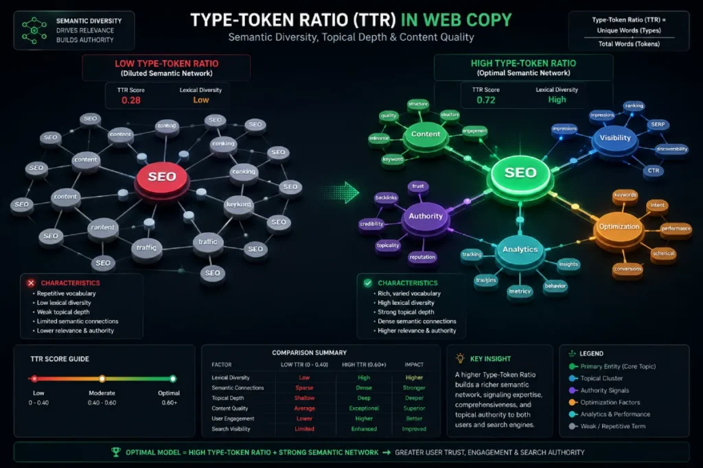 Type-Token Ratio in web copy