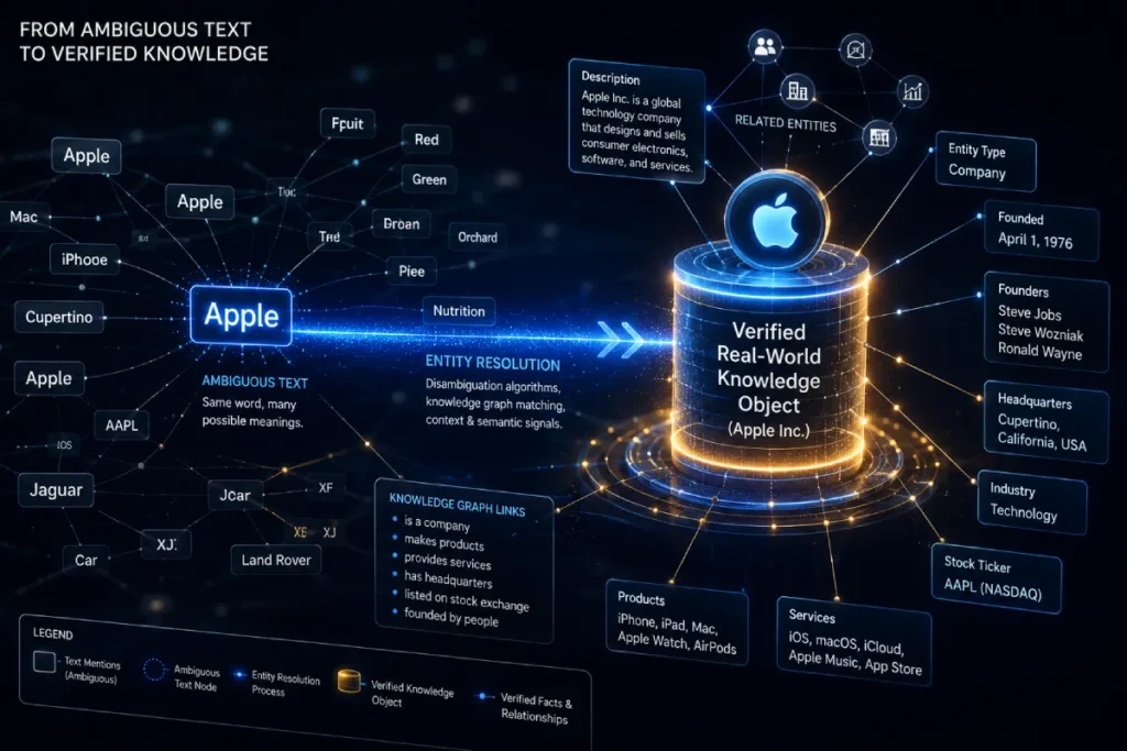 text-based keywords floating on strings