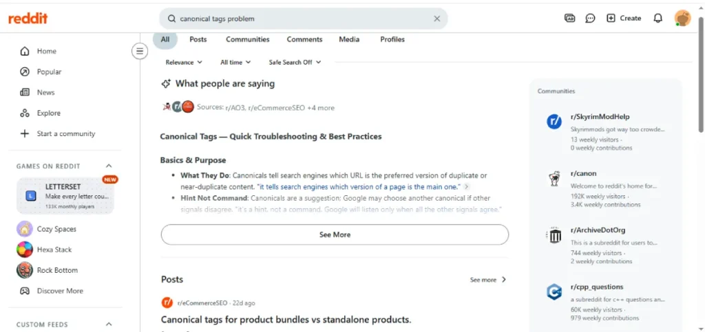 Search on reddit with problem oriented language