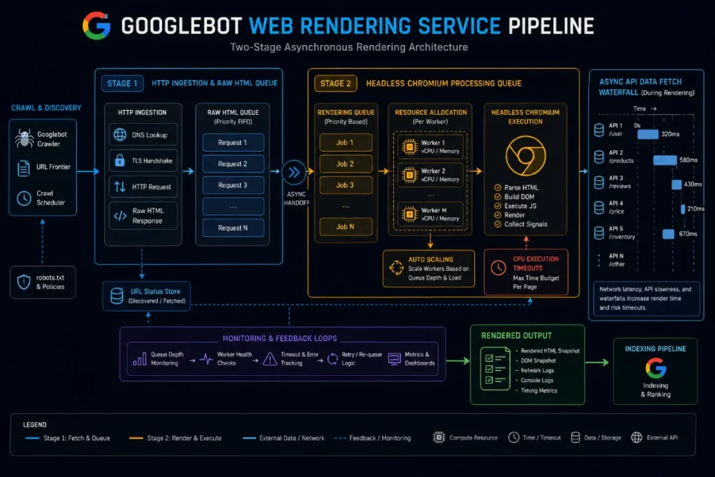 Googlebot Web Rendering Service pipeline