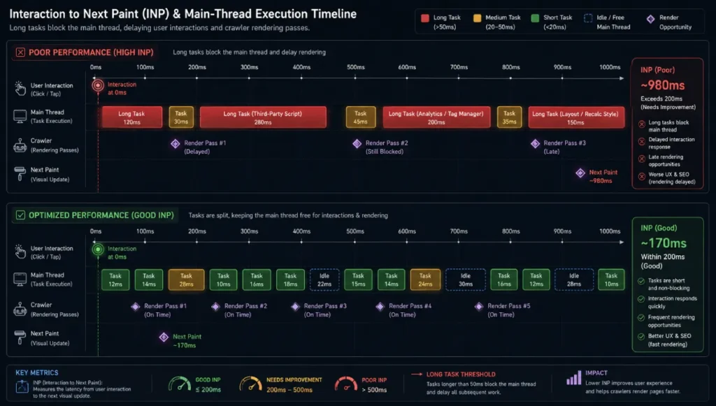 Interaction to Next Paint (INP) and main-thread task execution