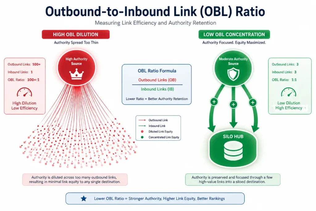 Mathematical model comparing high OBL link dilution vs. low OBL concentration