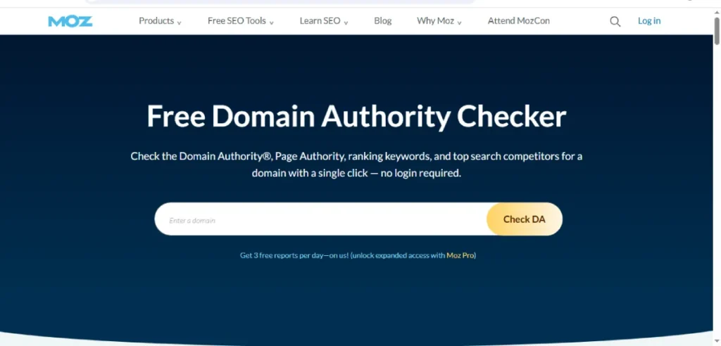 Moz domain authority checker