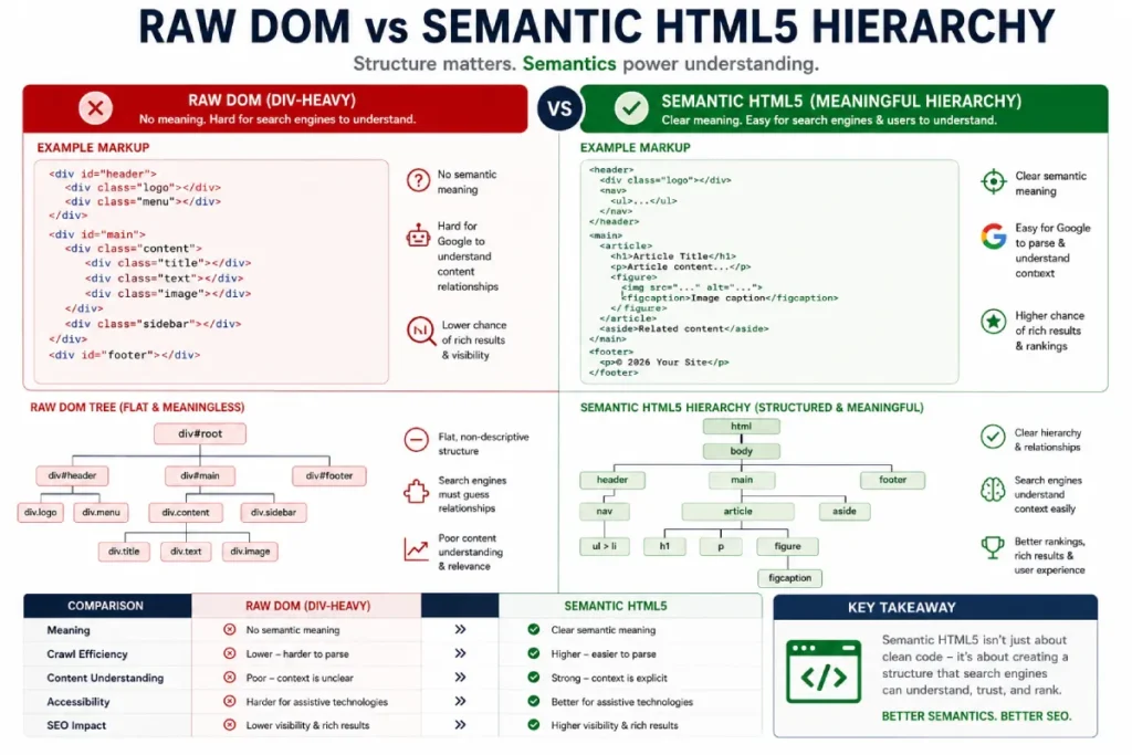 Raw DOM vs Semantic HTML5