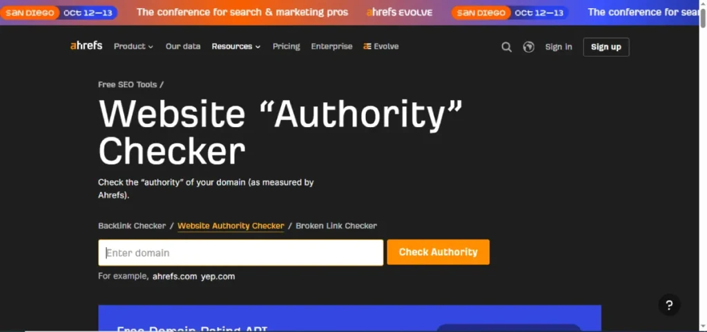 ahrefs website authority checker
