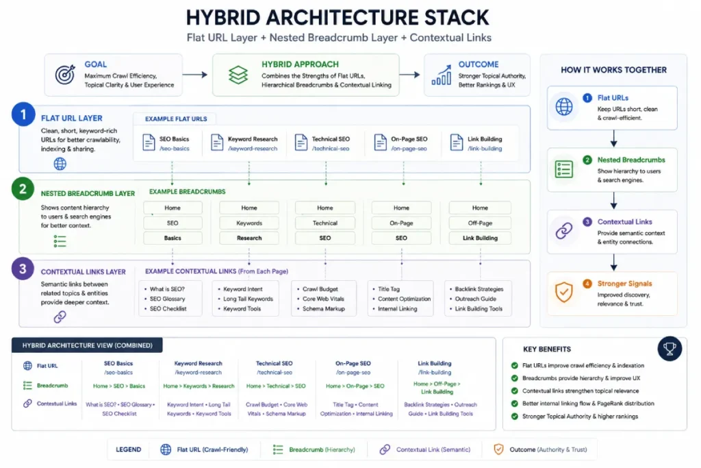 Diagram explaining the hybrid architecture framework for modern web applications.