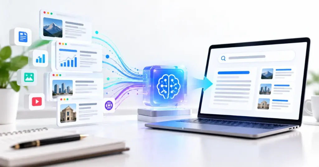 Generative Engine Optimization showing how web content is retrieved and represented in AI-generated search answers